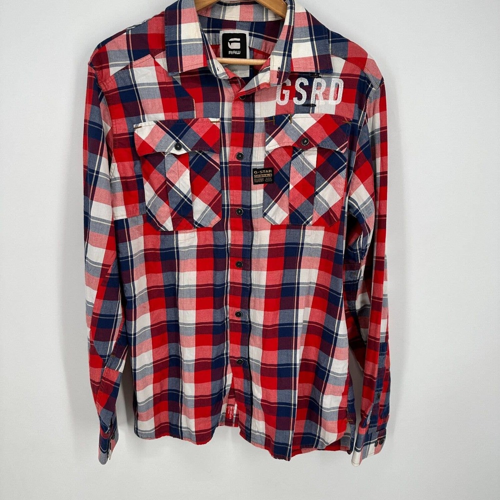G-STAR RAW Men's Tunnel Phelps‎ Shirt Long Sleeve Cotton Button Up Medium